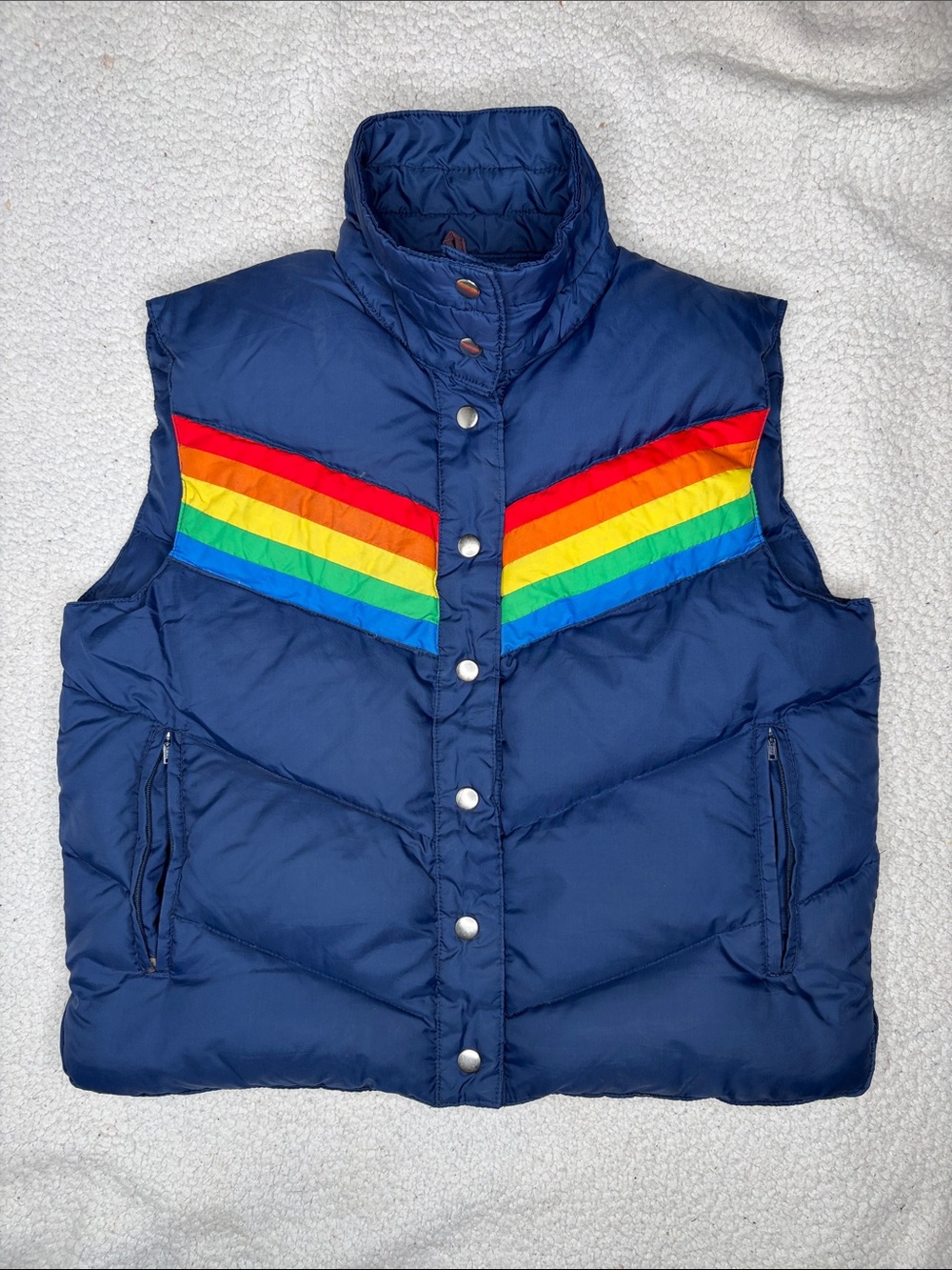 Vintage Barkers Rainbow Design Waterfowl Down Vest: Size Large